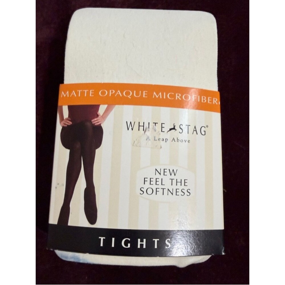 White Stag Cream Matte Opaque Microfiber Tights Hosiery Size 3 NWT